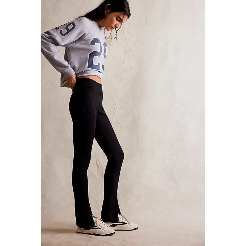 New FREE PEOPLE We The Free Double Dutch Pull-On Slit Skinny Jeans $78 SMALL Blk - Picture 3 of 8